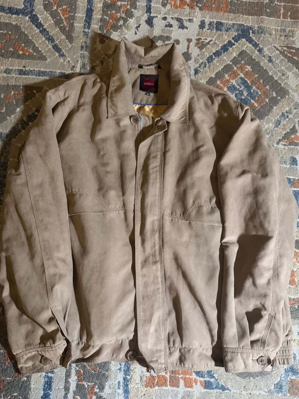 Massimo Moda Collezione Jacket Size L Tan Faux Suede Full Zip